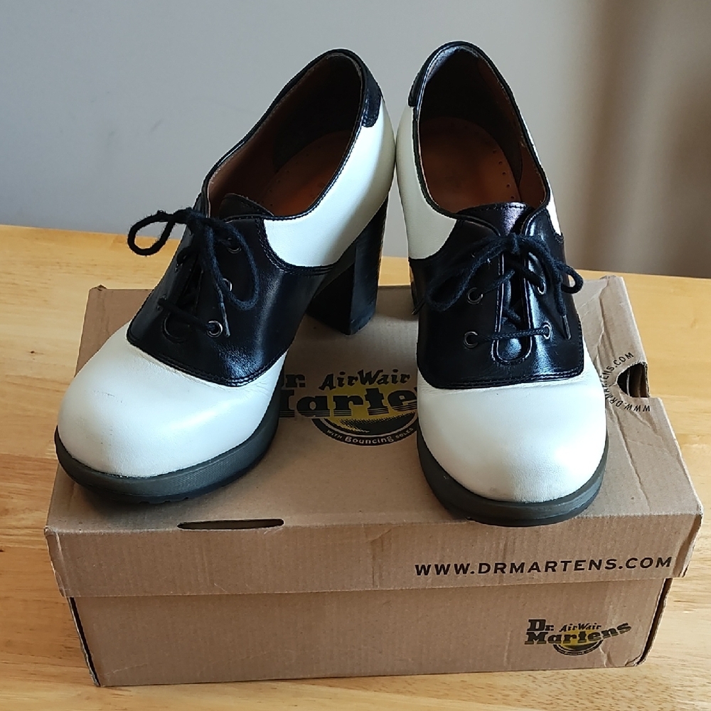 Dr. Martens Black and White Heeled Shoes